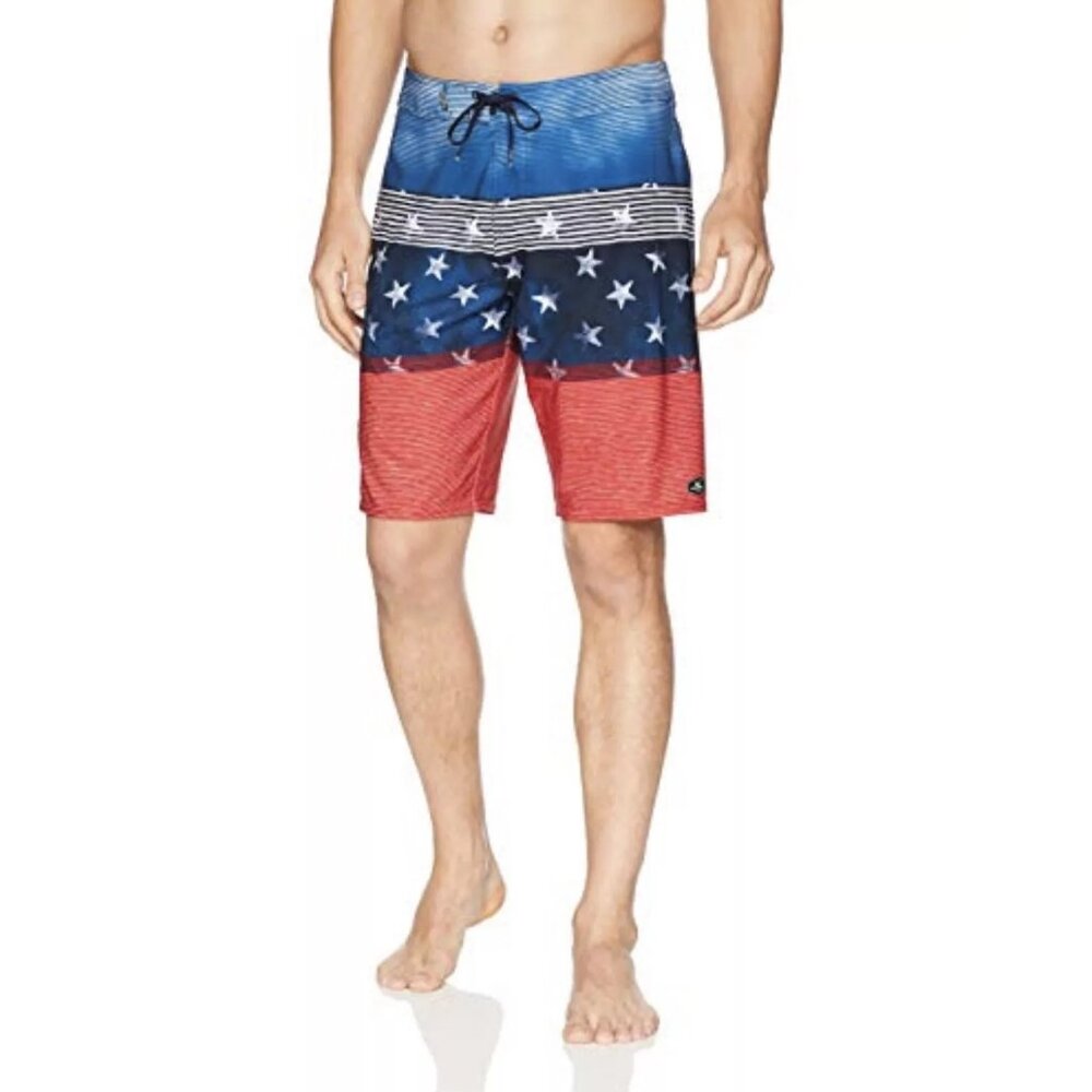 ONeill Hyperfreak 4th of July Boardshorts Size 32 Red Blue Stars Patriotic Beach